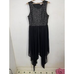 The Pyramid Collection Womens Dress Large Goth Witchy Prom Black Asymmetrical